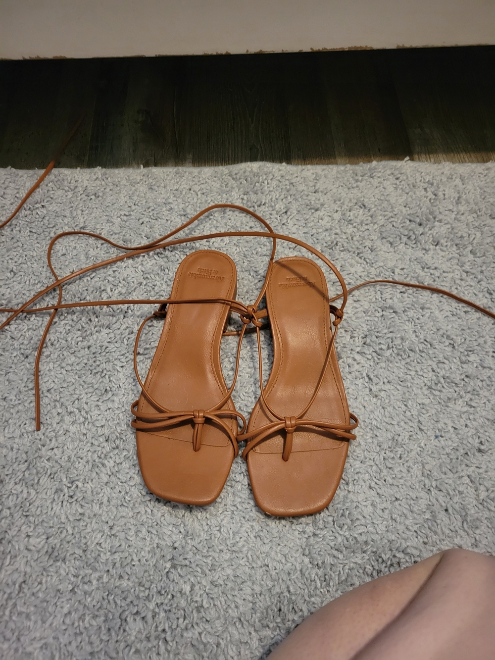 Abercrombie & Fitch Cognac Lace-Up Square Toe Sandals